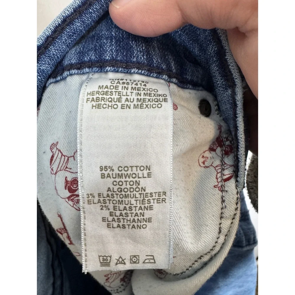 True Religion Rocco Relaxed Skinny Moto Jeans Light Wash Blue‎ Men 44X34